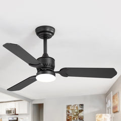 42in Reversible 3-Blade Integrated Ceiling Fan with LED Light and Remote,4in and 8in Downrod Included