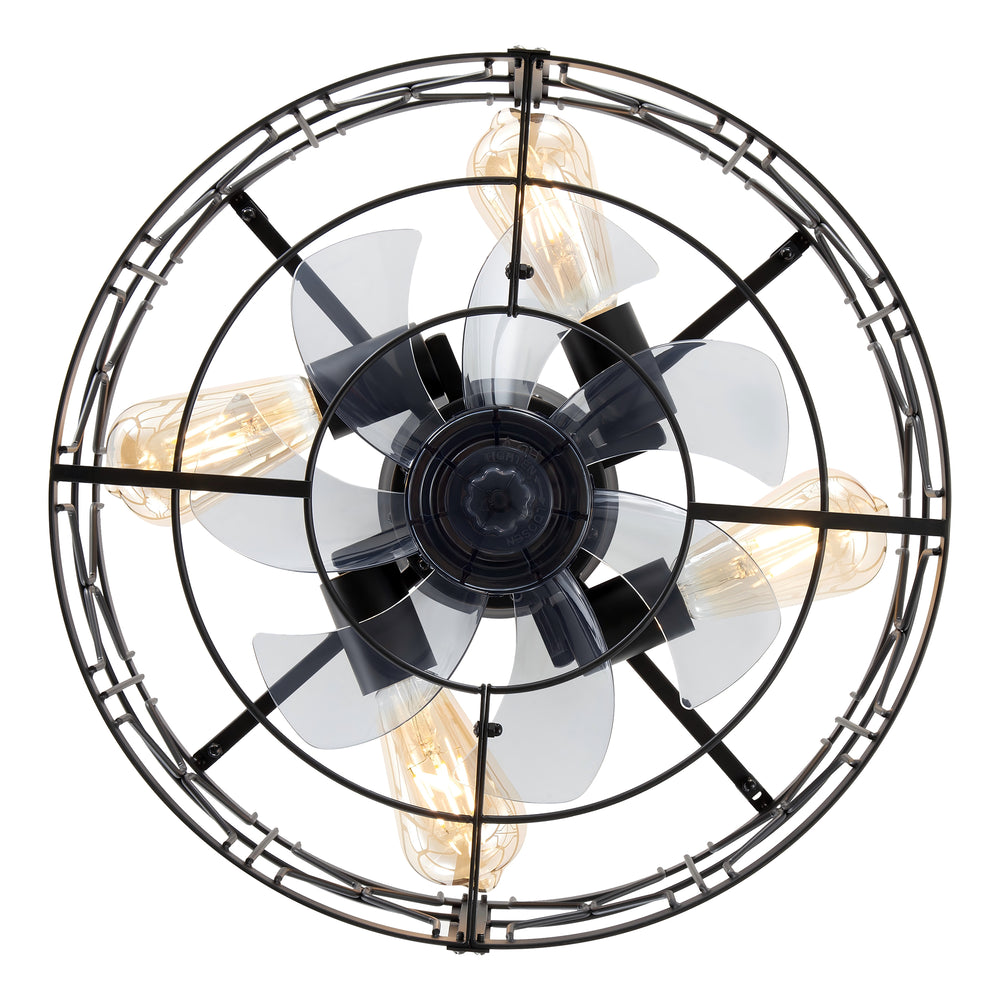 16.5-inch Black Enclosed Caged Ceiling Fan with Remote Light(7-blade)