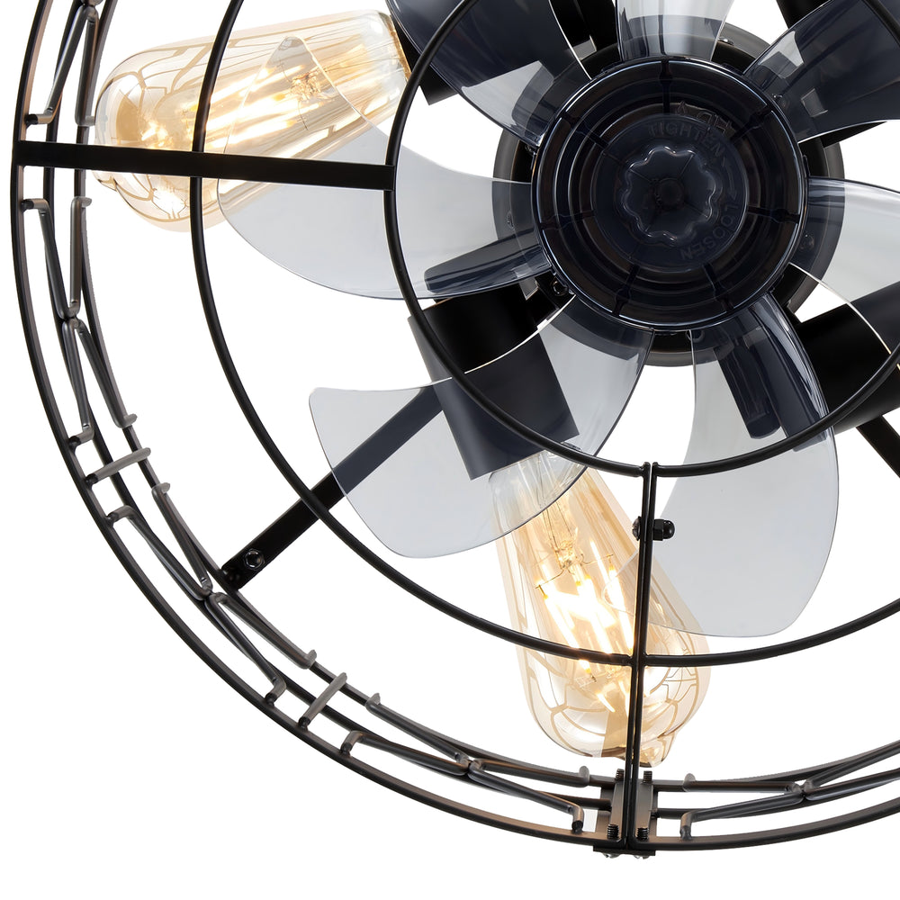 16.5-inch Black Enclosed Caged Ceiling Fan with Remote Light(7-blade)