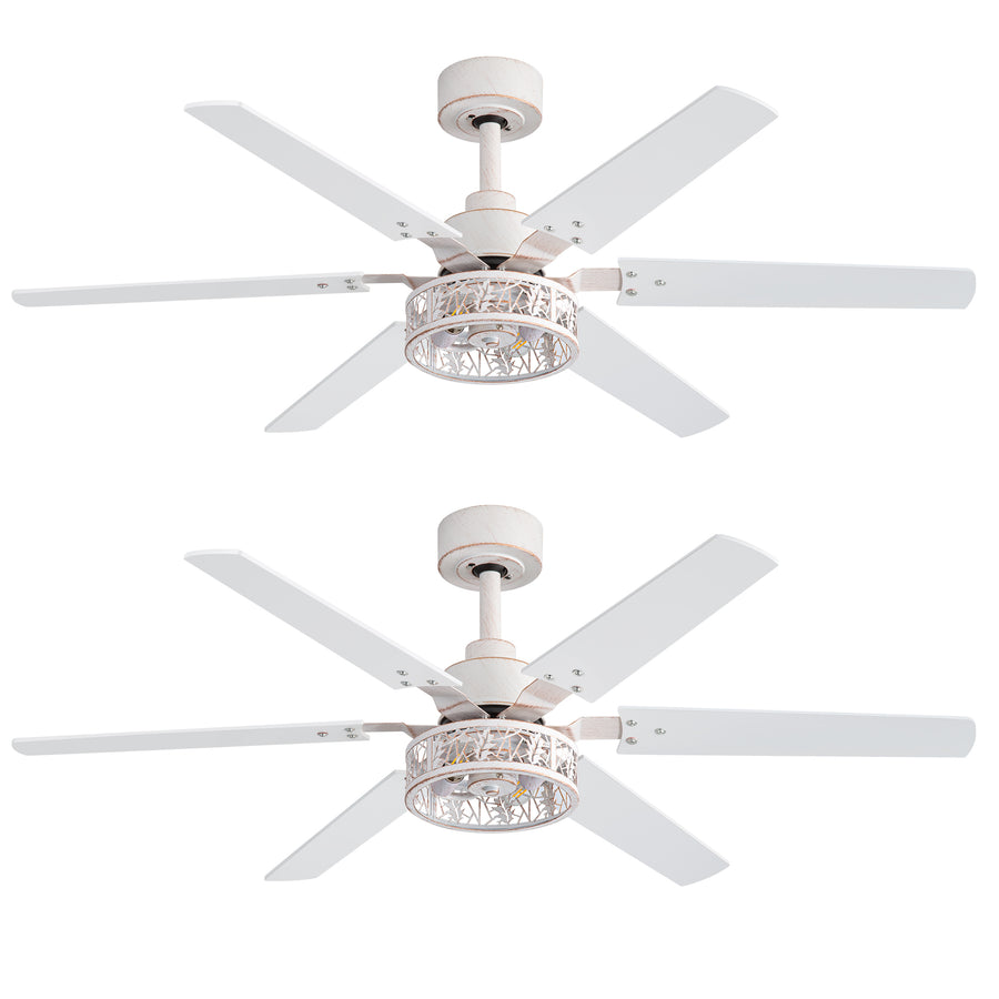 Elden 46-Inch White Ceiling Fans With Lights, 2-Pack