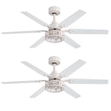 Elden 46-Inch White Ceiling Fans With Lights, 2-Pack
