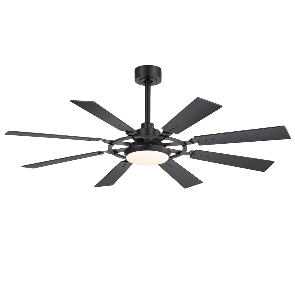 52-inch Modern Ceiling Fan with 8 Reversible Blades, 22W LED Light, Quiet DC Motor, 3 Color Temps, Remote Control, 4"and 8" Downrods Included