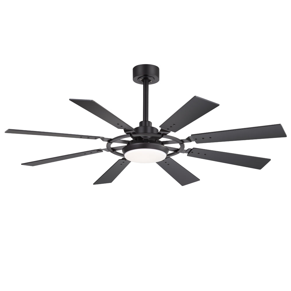 52-inch Modern Ceiling Fan with 8 Reversible Blades, 22W LED Light, Quiet DC Motor, 3 Color Temps, Remote Control, 4"and 8" Downrods Included