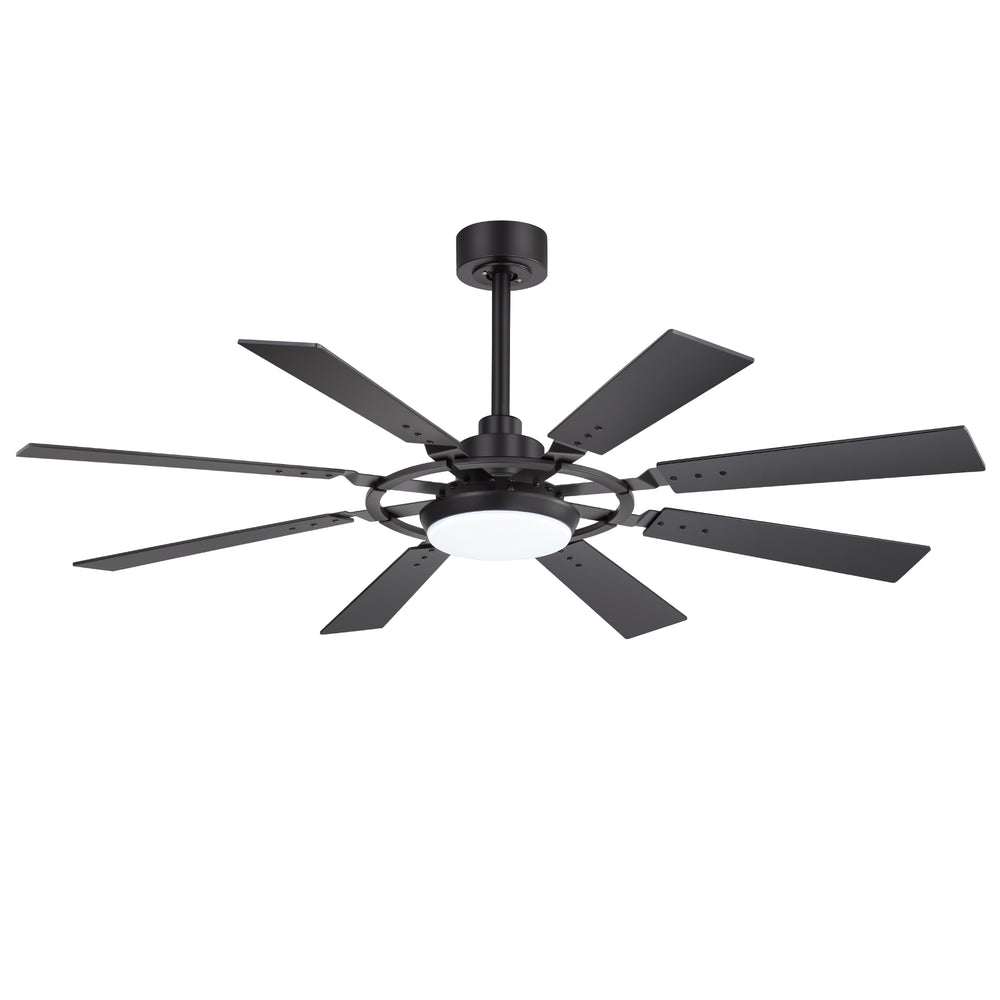 52-inch Modern Ceiling Fan with 8 Reversible Blades, 22W LED Light, Quiet DC Motor, 3 Color Temps, Remote Control, 4"and 8" Downrods Included