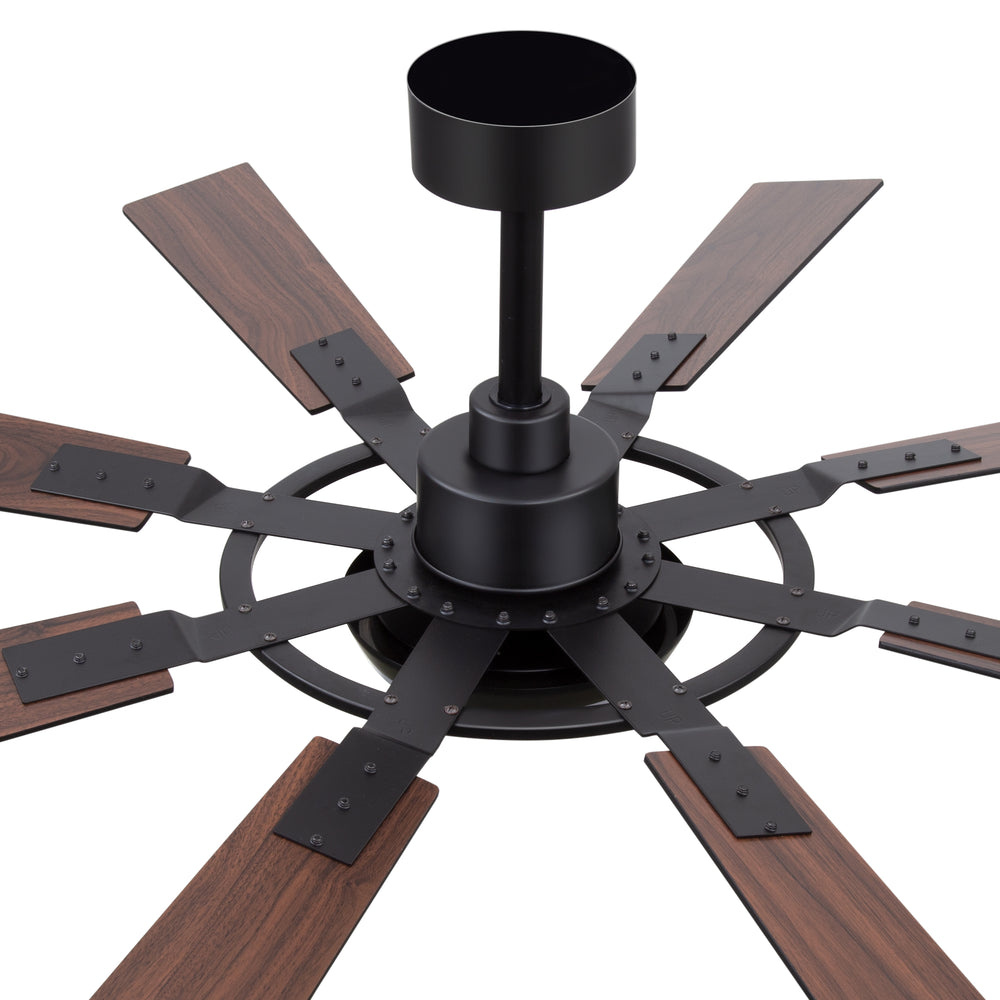 52-inch Modern Ceiling Fan with 8 Reversible Blades, 22W LED Light, Quiet DC Motor, 3 Color Temps, Remote Control, 4"and 8" Downrods Included