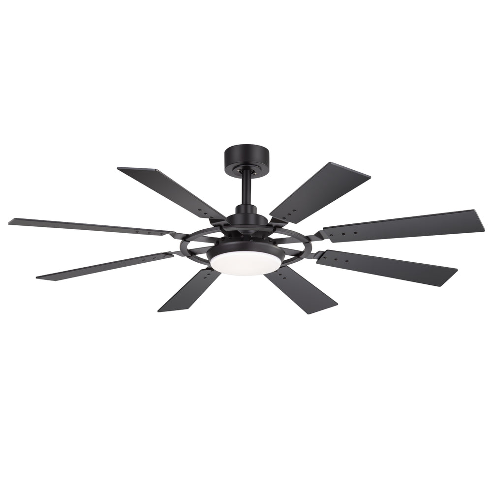 52-inch Modern Ceiling Fan with 8 Reversible Blades, 22W LED Light, Quiet DC Motor, 3 Color Temps, Remote Control, 4"and 8" Downrods Included