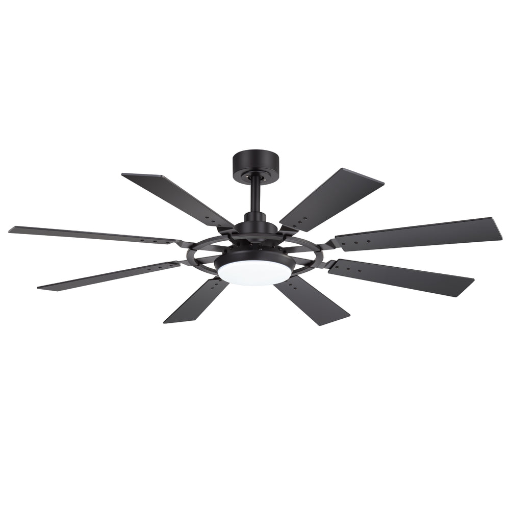 52-inch Modern Ceiling Fan with 8 Reversible Blades, 22W LED Light, Quiet DC Motor, 3 Color Temps, Remote Control, 4"and 8" Downrods Included