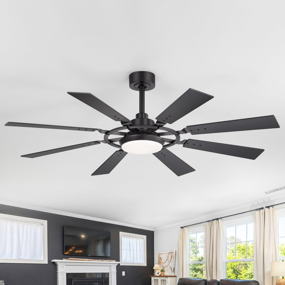 52-inch Modern Ceiling Fan with 8 Reversible Blades, 22W LED Light, Quiet DC Motor, 3 Color Temps, Remote Control, 4"and 8" Downrods Included