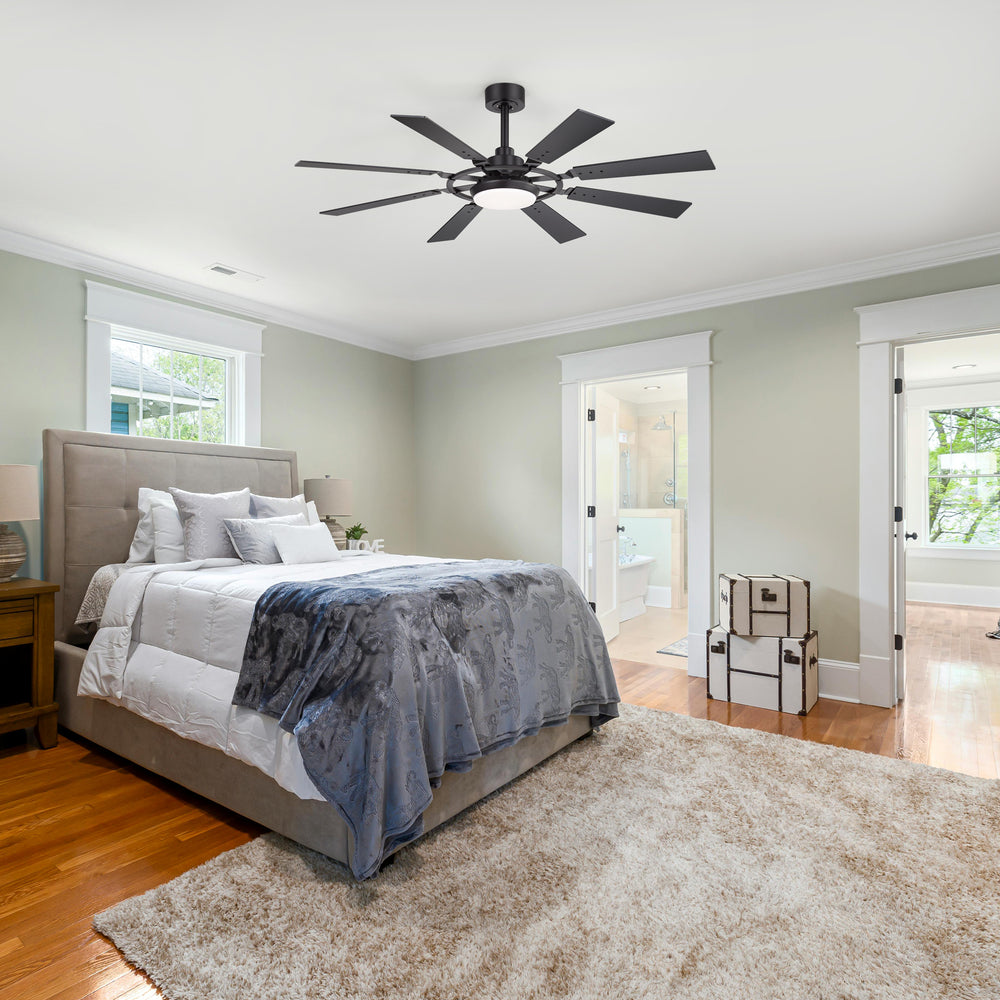 52-inch Modern Ceiling Fan with 8 Reversible Blades, 22W LED Light, Quiet DC Motor, 3 Color Temps, Remote Control, 4"and 8" Downrods Included