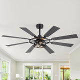 52-inch Modern Ceiling Fan with 8 Reversible Blades, Quiet DC Motor, Remote Control, E12 Bulb Base,4" and 8" Downrods Included
