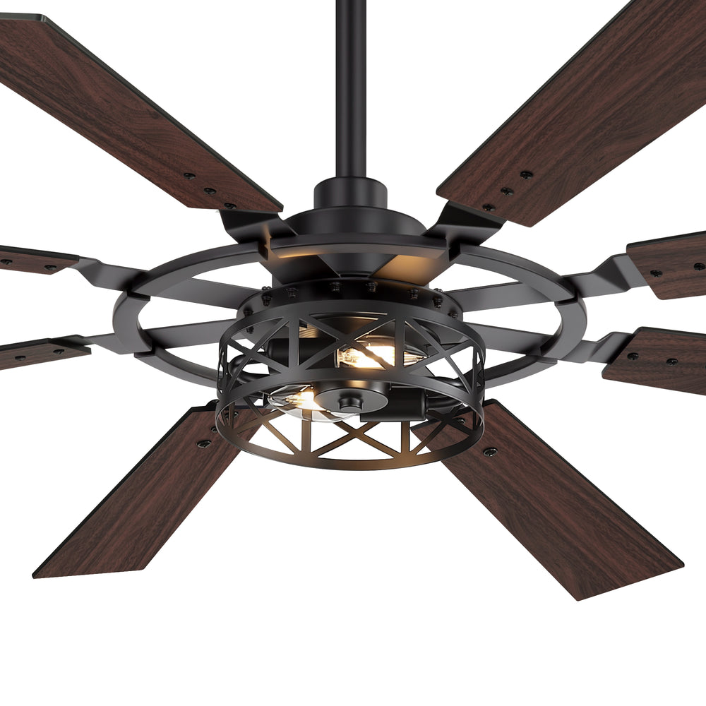 52-inch Modern Ceiling Fan with 8 Reversible Blades, Quiet DC Motor, Remote Control, E12 Bulb Base,4" and 8" Downrods Included