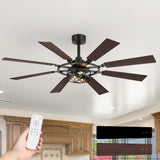 52-inch Modern Ceiling Fan with 8 Reversible Blades, Quiet DC Motor, Remote Control, E12 Bulb Base,4" and 8" Downrods Included