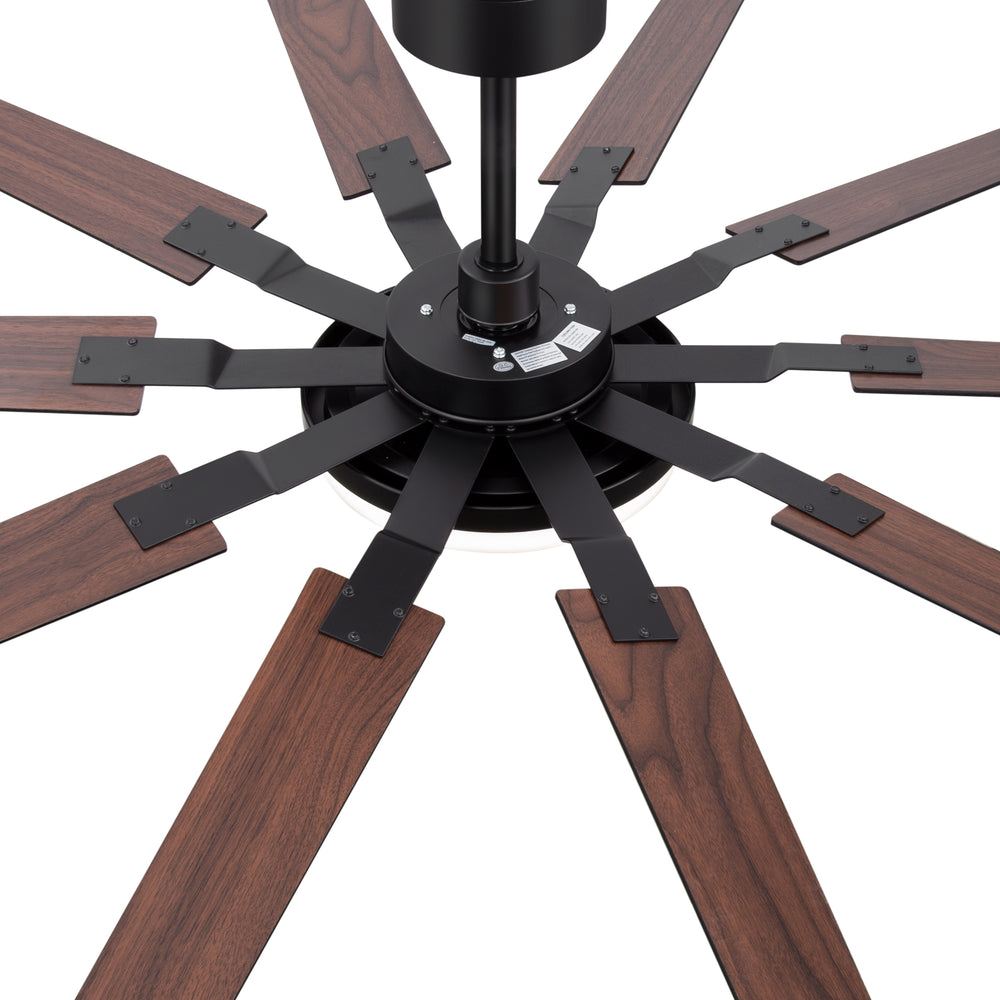 60-inch Modern Ceiling Fan with 10 Reversible Blades, 32W LED Light, Quiet DC Motor, Remote Control, 3 Color Temps, 5" and 10" Downrods Included