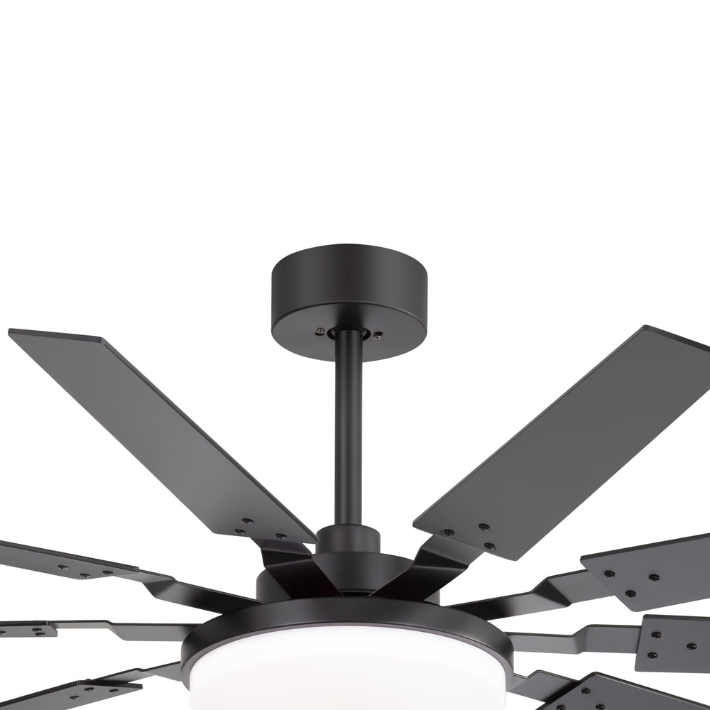 60-inch Modern Ceiling Fan with 10 Reversible Blades, 32W LED Light, Quiet DC Motor, Remote Control, 3 Color Temps, 5" and 10" Downrods Included