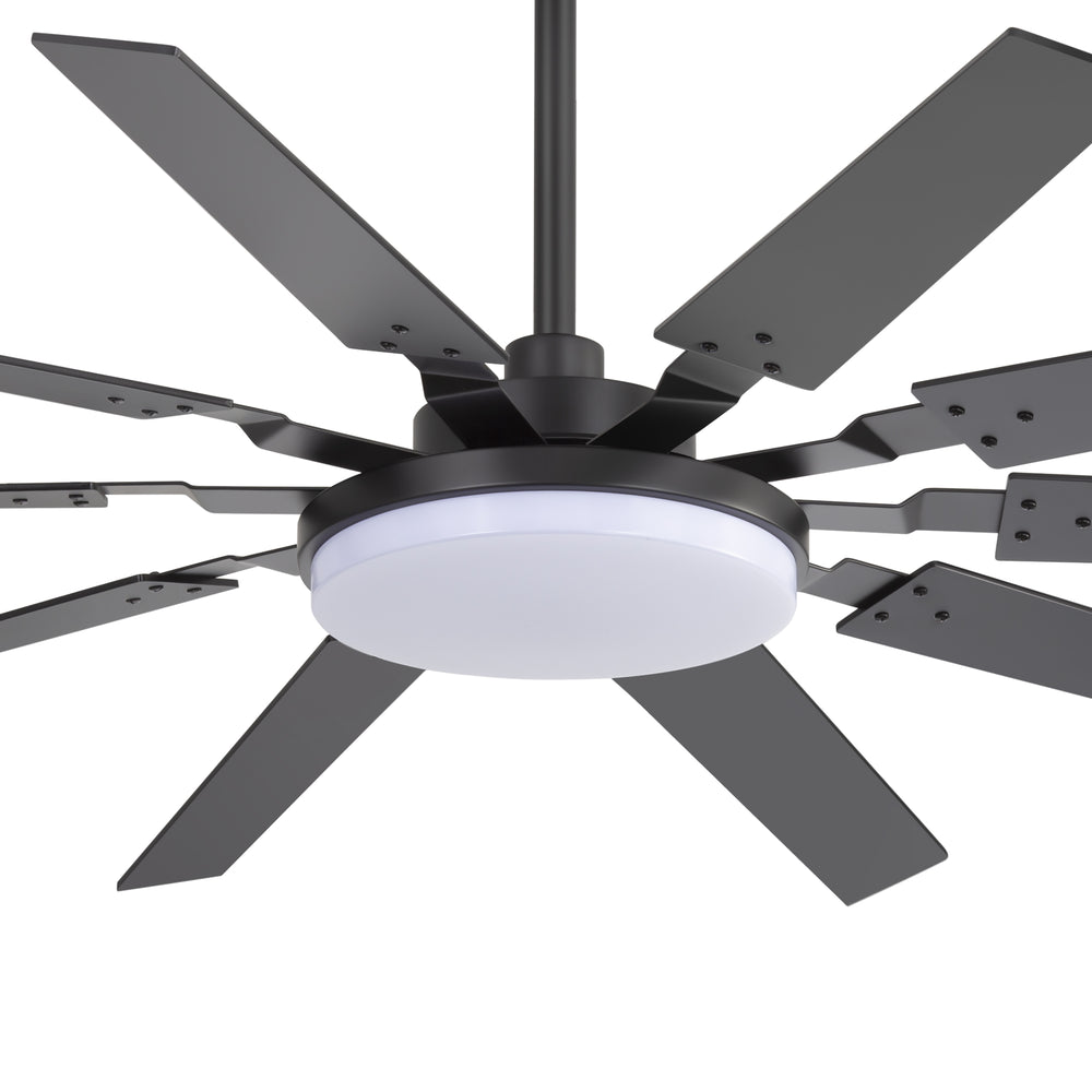 60-inch Modern Ceiling Fan with 10 Reversible Blades, 32W LED Light, Quiet DC Motor, Remote Control, 3 Color Temps, 5" and 10" Downrods Included