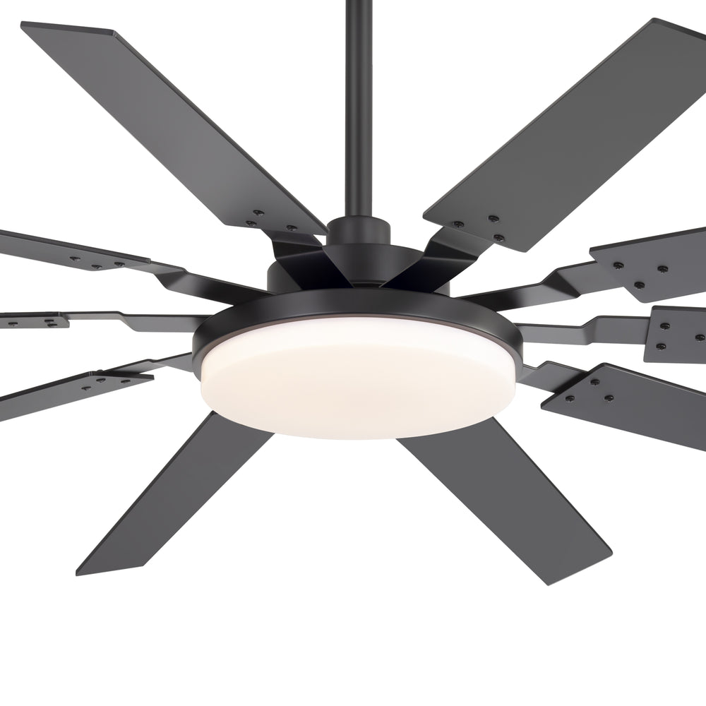 60-inch Modern Ceiling Fan with 10 Reversible Blades, 32W LED Light, Quiet DC Motor, Remote Control, 3 Color Temps, 5" and 10" Downrods Included