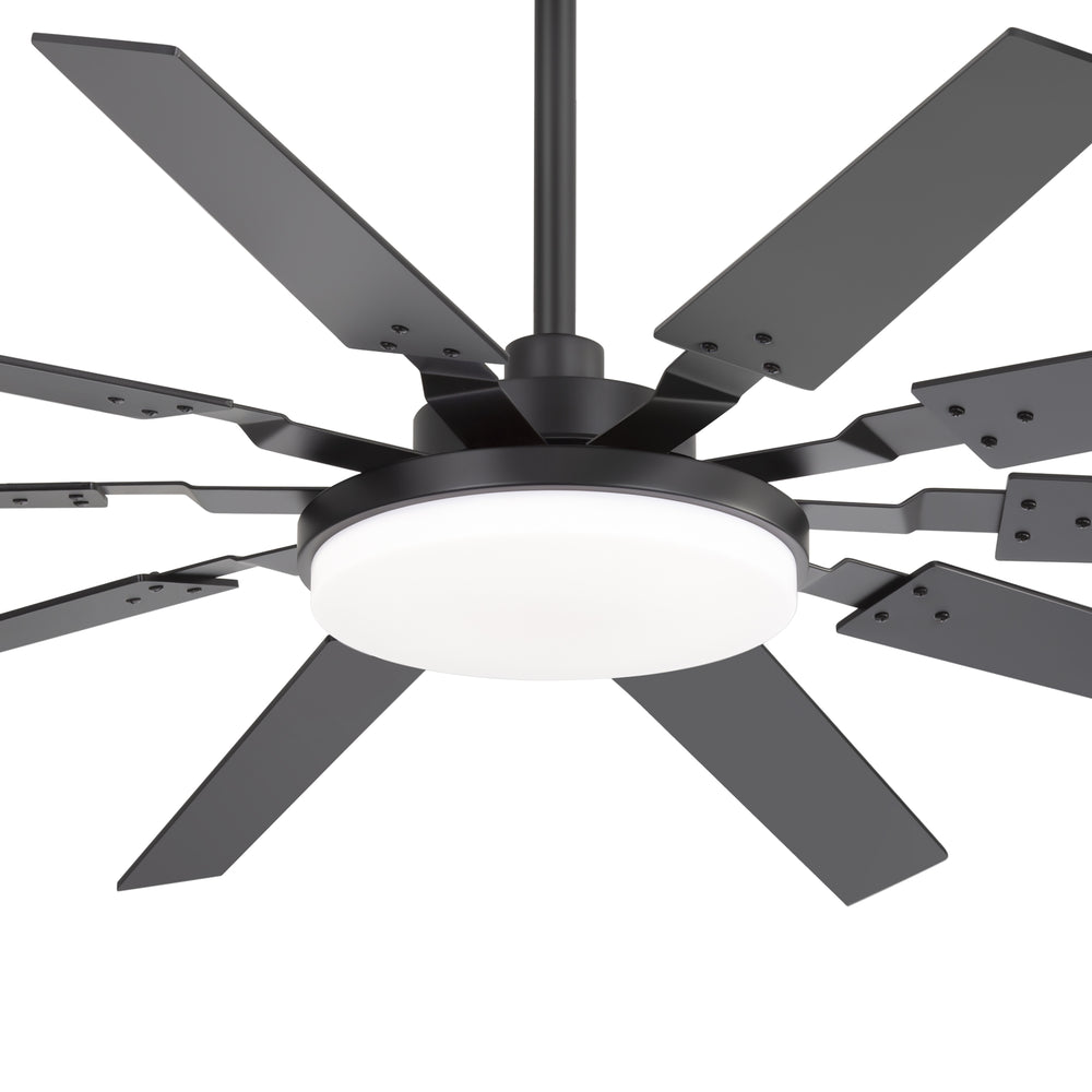 60-inch Modern Ceiling Fan with 10 Reversible Blades, 32W LED Light, Quiet DC Motor, Remote Control, 3 Color Temps, 5" and 10" Downrods Included