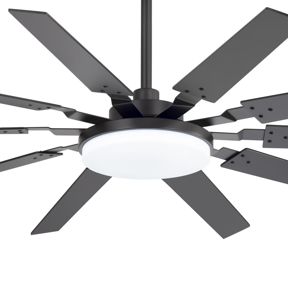 60-inch Modern Ceiling Fan with 10 Reversible Blades, 32W LED Light, Quiet DC Motor, Remote Control, 3 Color Temps, 5" and 10" Downrods Included