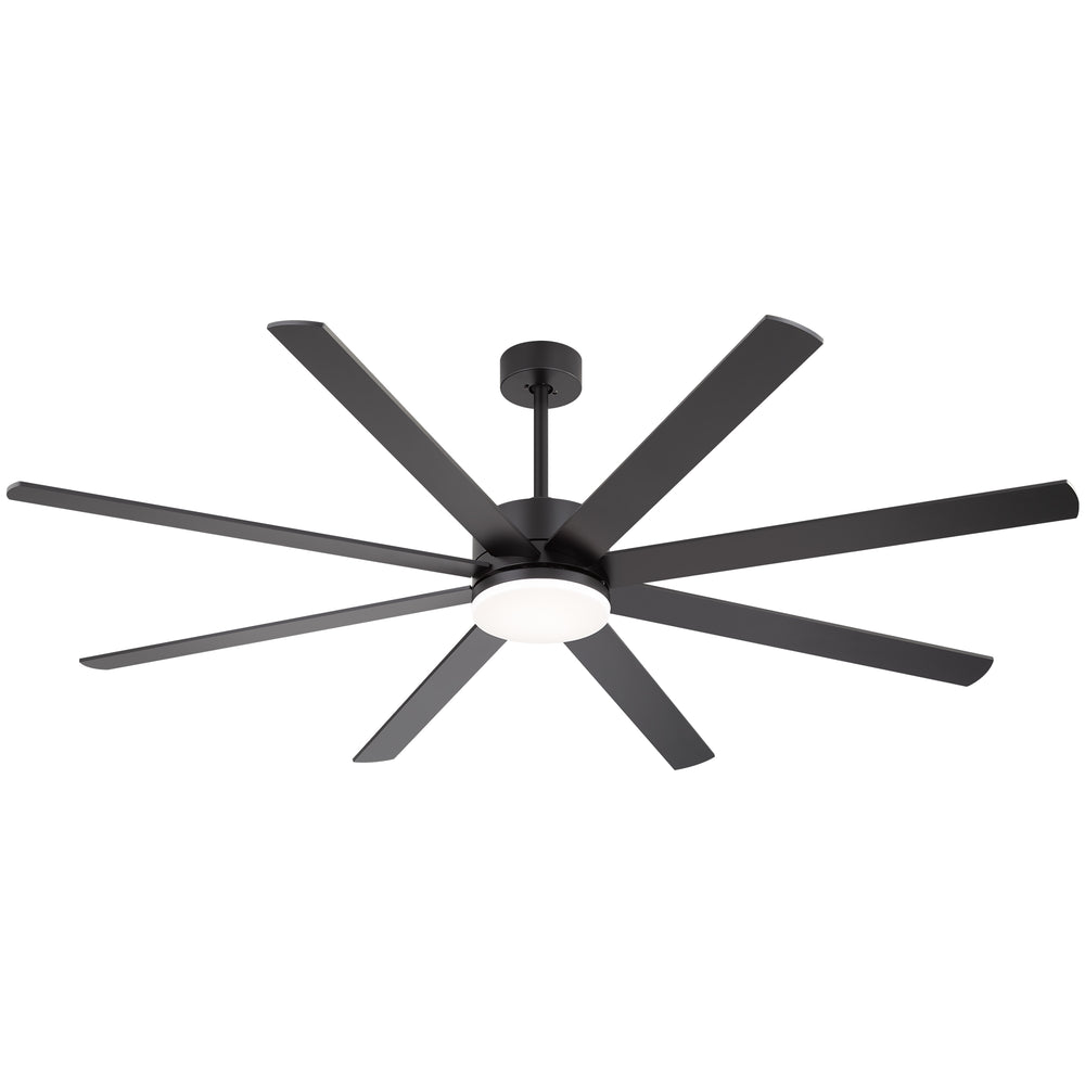 72-Inch Extra-Large Ceiling Fan with LED Light and Remote – 8 Reversible Dual-Finish Blades, Quiet Energy-Efficient DC Motor with 6 Speeds & Reversible Airflow, 3-Color LED with Memory Function, Includes 5", 10", 15" Downrods for Flexible Installation