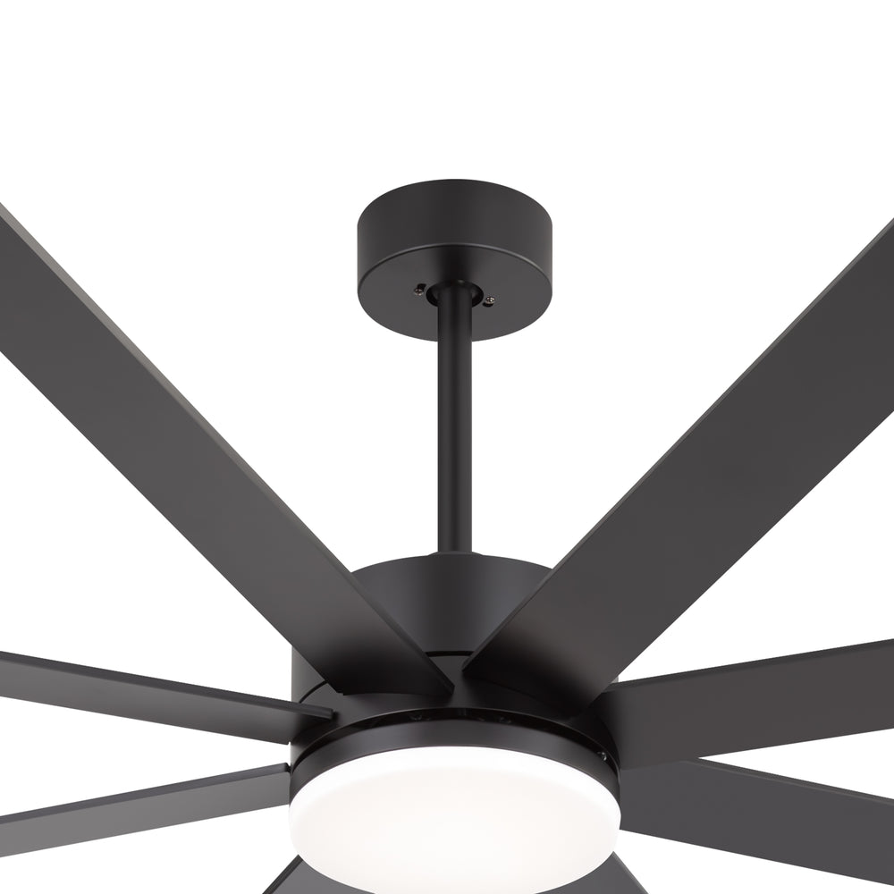 72-Inch Extra-Large Ceiling Fan with LED Light and Remote – 8 Reversible Dual-Finish Blades, Quiet Energy-Efficient DC Motor with 6 Speeds & Reversible Airflow, 3-Color LED with Memory Function, Includes 5", 10", 15" Downrods for Flexible Installation