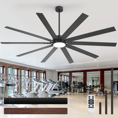 Breezary 84" 10-Blade Silent DC Motor Modern Industrial Ceiling Fan with 3-CCT LED Light (3 Downrods Included)