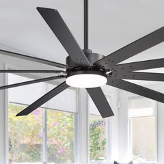 Large 84-inch Reversible 10-Blade Integrated Ceiling Fan with LED Light Kit and Remote