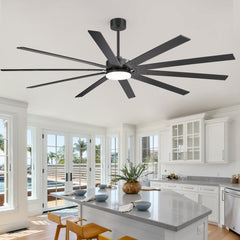 Large 84-inch Reversible 10-Blade Integrated Ceiling Fan with LED Light Kit and Remote