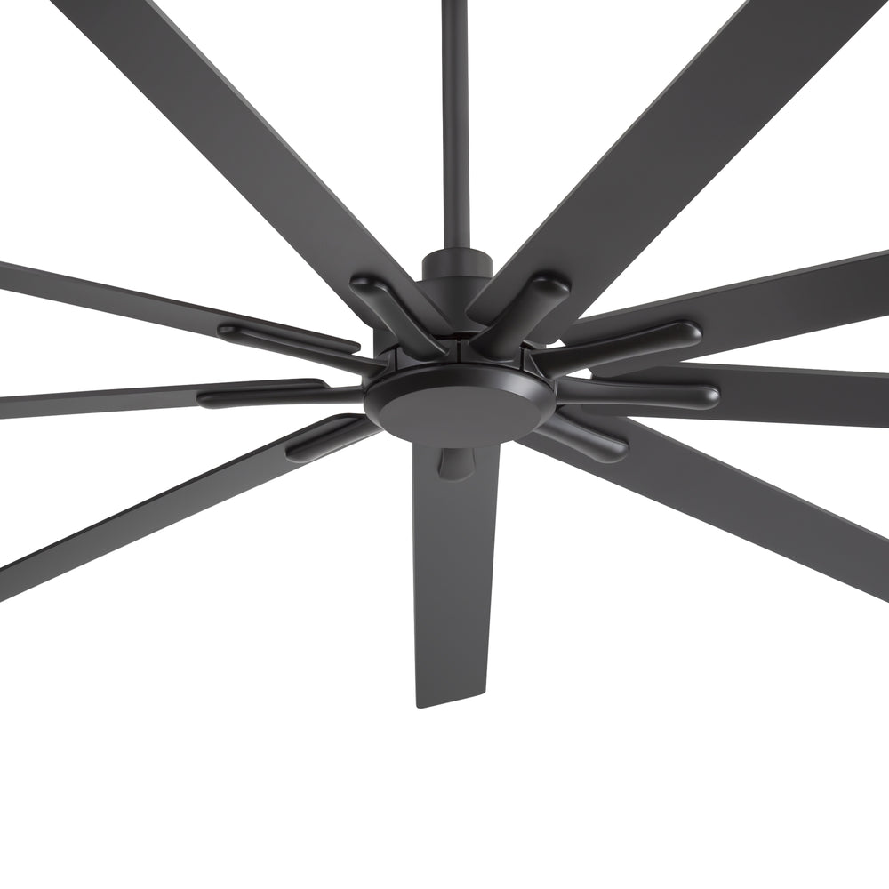 84" Industrial Matte Black Ceiling Fan No Light with Remote Control, 9 Reversible Blades, DC Motor, 6 Speeds, Forward/Reverse Airflow, 3 Downrods (8"/12"/24"), For Large Indoor Spaces