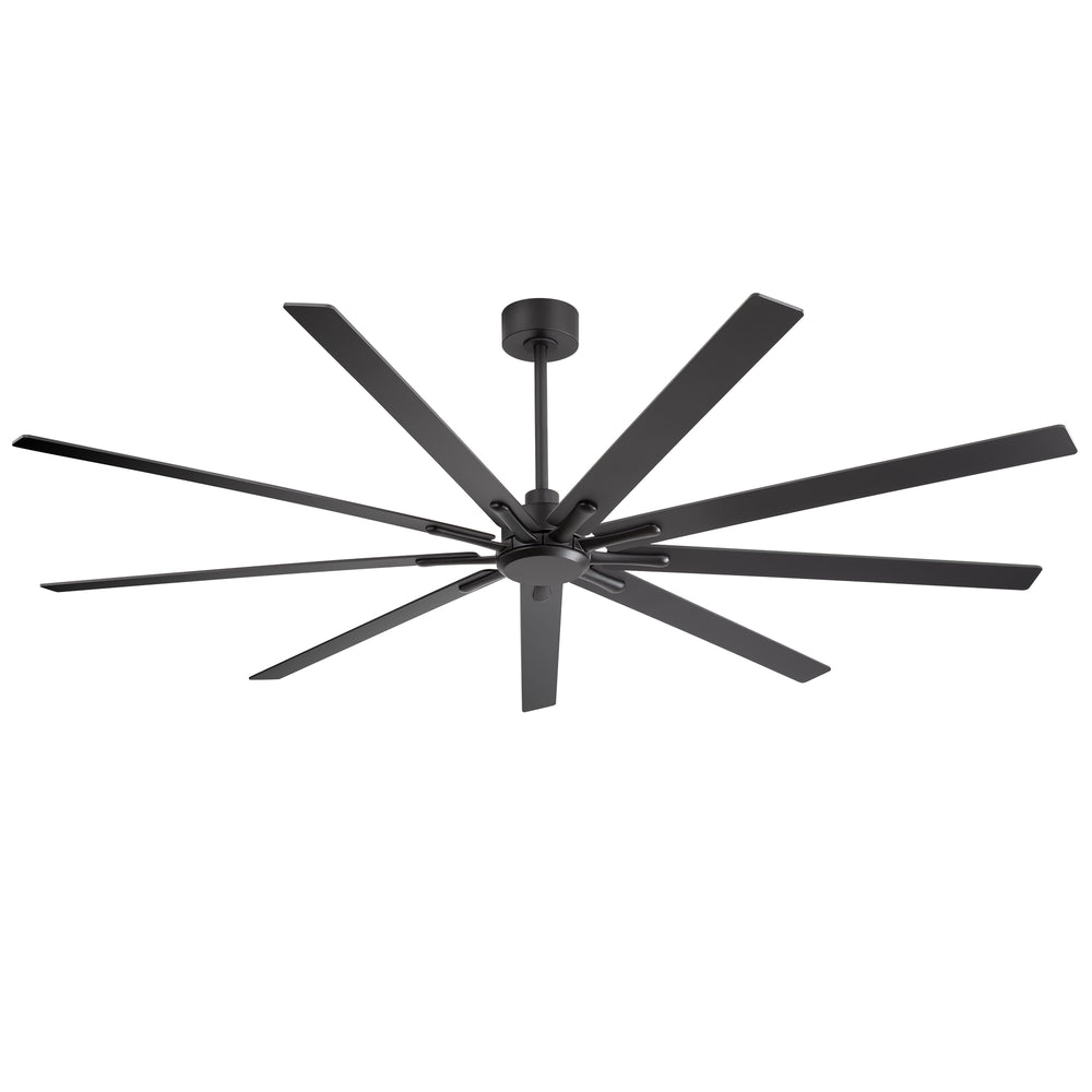 84" Industrial Matte Black Ceiling Fan No Light with Remote Control, 9 Reversible Blades, DC Motor, 6 Speeds, Forward/Reverse Airflow, 3 Downrods (8"/12"/24"), For Large Indoor Spaces