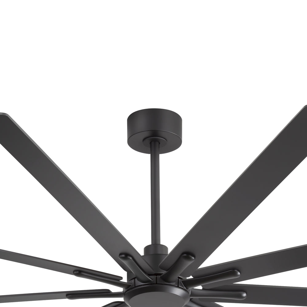 84" Industrial Matte Black Ceiling Fan No Light with Remote Control, 9 Reversible Blades, DC Motor, 6 Speeds, Forward/Reverse Airflow, 3 Downrods (8"/12"/24"), For Large Indoor Spaces