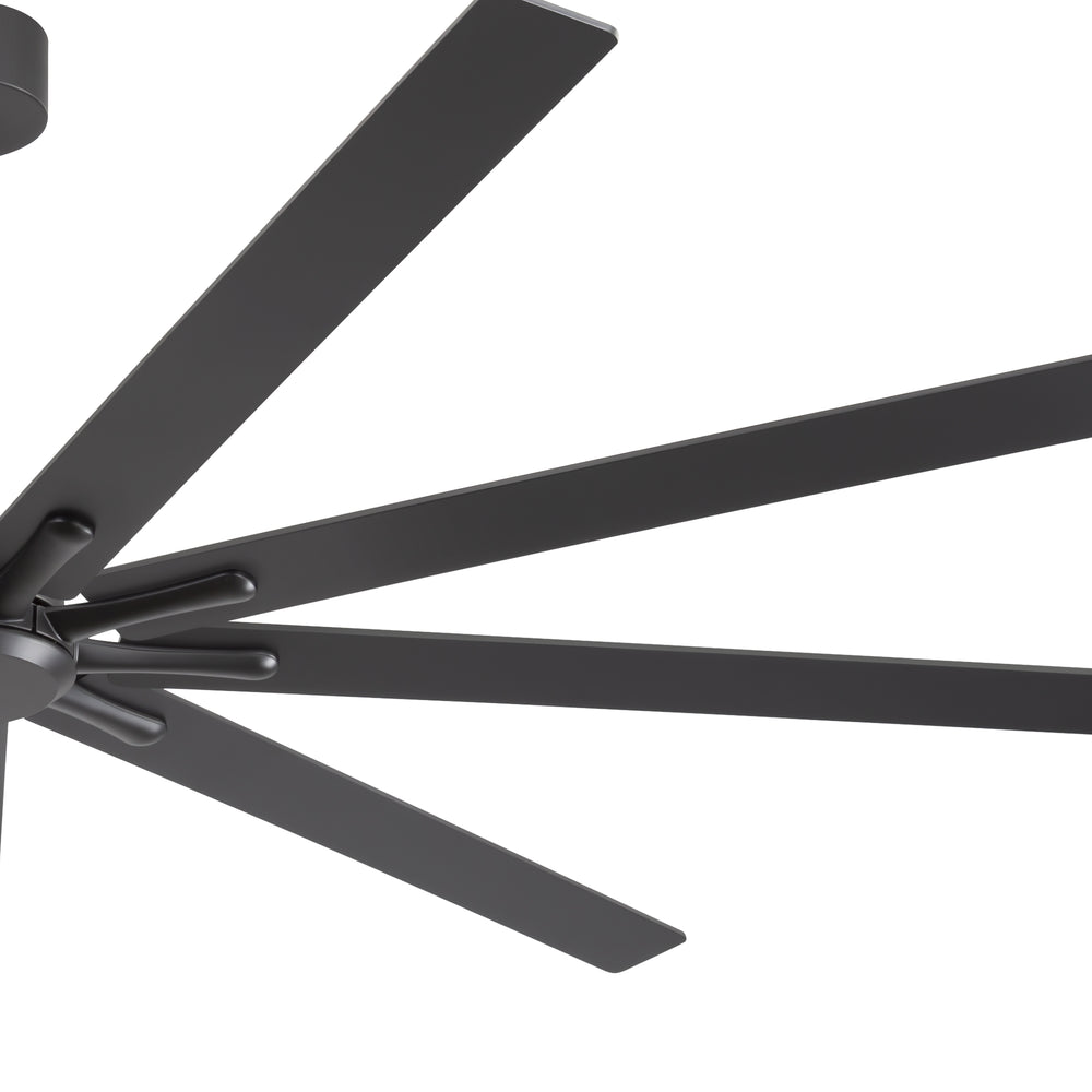 84" Industrial Matte Black Ceiling Fan No Light with Remote Control, 9 Reversible Blades, DC Motor, 6 Speeds, Forward/Reverse Airflow, 3 Downrods (8"/12"/24"), For Large Indoor Spaces