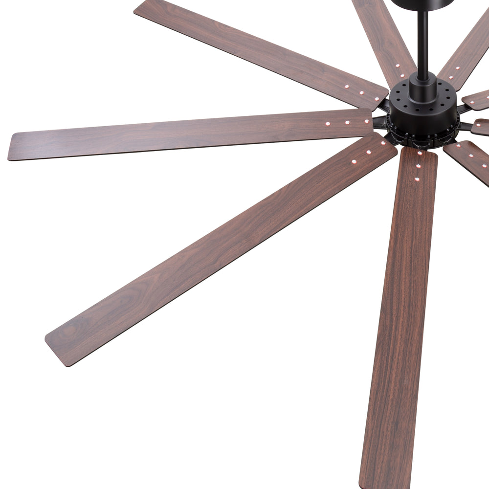 84" Industrial Matte Black Ceiling Fan No Light with Remote Control, 9 Reversible Blades, DC Motor, 6 Speeds, Forward/Reverse Airflow, 3 Downrods (8"/12"/24"), For Large Indoor Spaces