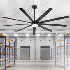 84" Matte Black Ceiling Fan with Integrated LED Light (3 Color Temps 3000K/4000K/6000K) & Remote, 9 Reversible Blades, Energy-Efficient DC Motor, 6 Speeds, Forward/Reverse Airflow, Includes 8"/12"/24" Downrods