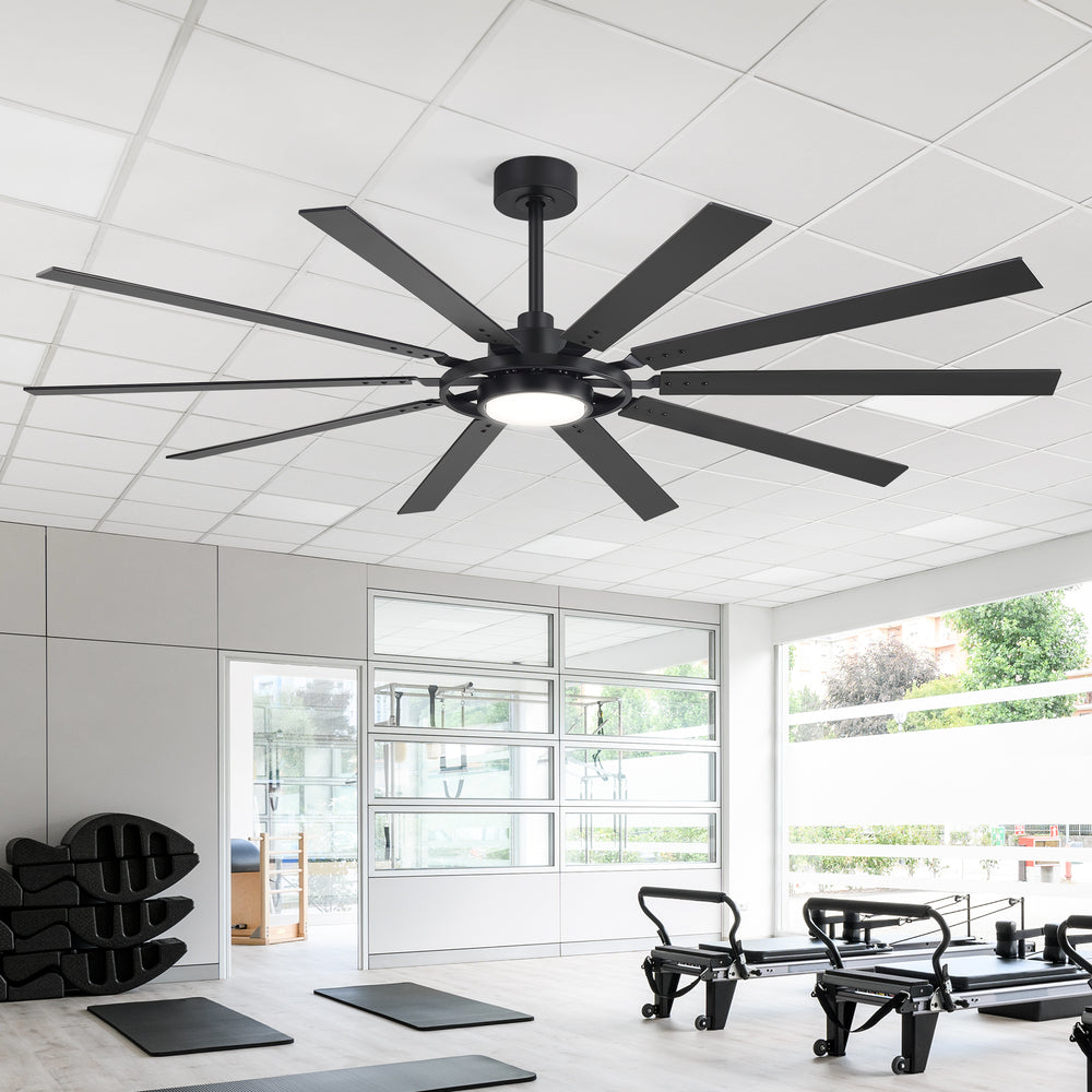 Breezary 72"/80" 10-Blade Silent DC Motor Industrial Ceiling Fan with 3-CCT LED Light (Multi-Size)