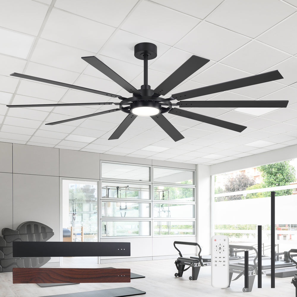 Breezary 72"/80" 10-Blade Silent DC Motor Industrial Ceiling Fan with 3-CCT LED Light (Multi-Size)