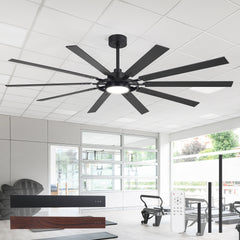 Breezary 72"/80" 10-Blade Silent DC Motor Industrial Ceiling Fan with 3-CCT LED Light (Multi-Size)