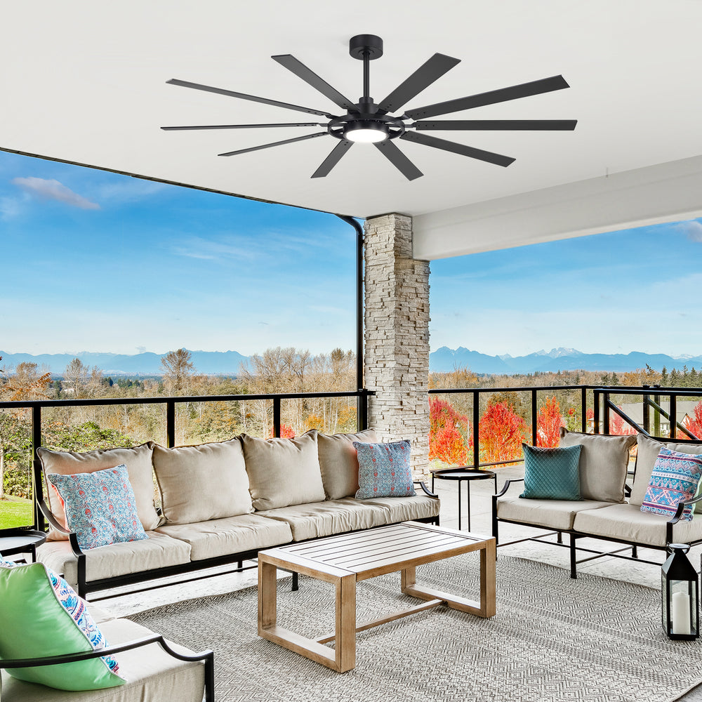 Breezary 72"/80" 10-Blade Silent DC Motor Industrial Ceiling Fan with 3-CCT LED Light (Multi-Size)