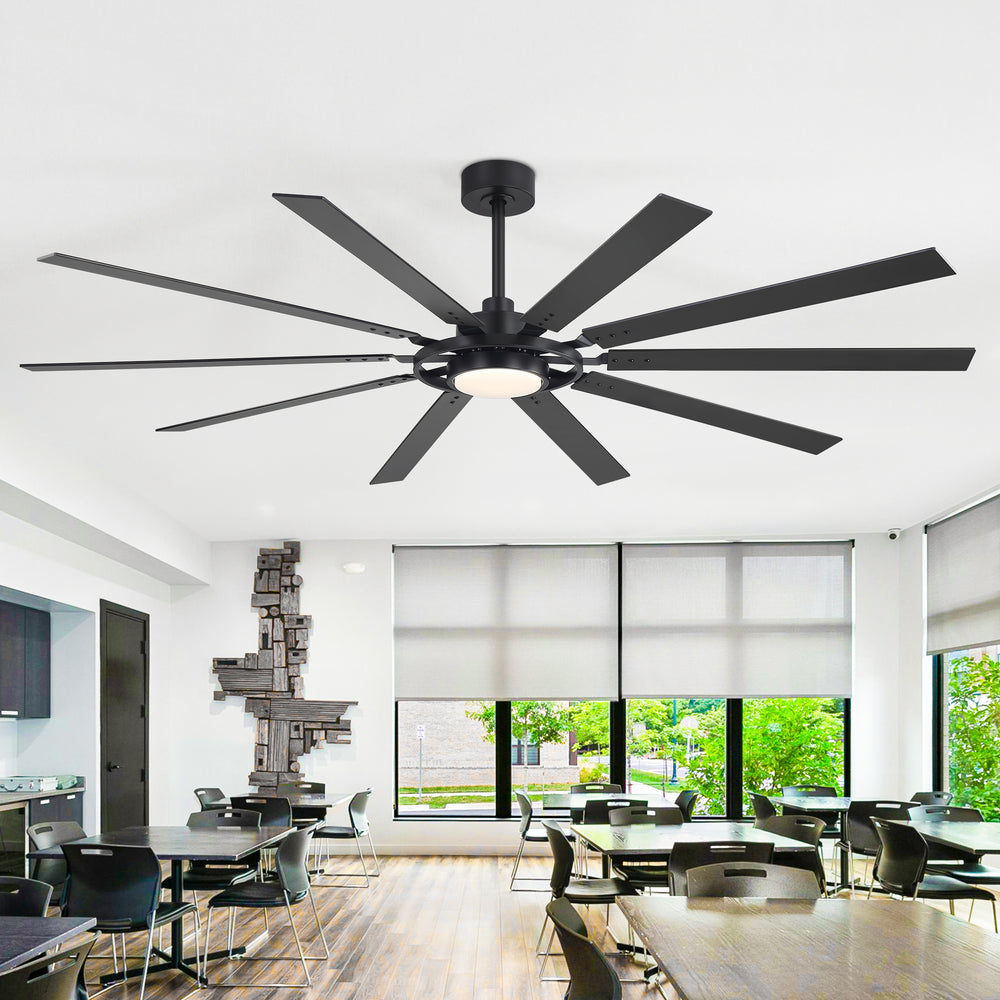 Breezary 72"/80" 10-Blade Silent DC Motor Industrial Ceiling Fan with 3-CCT LED Light (Multi-Size)