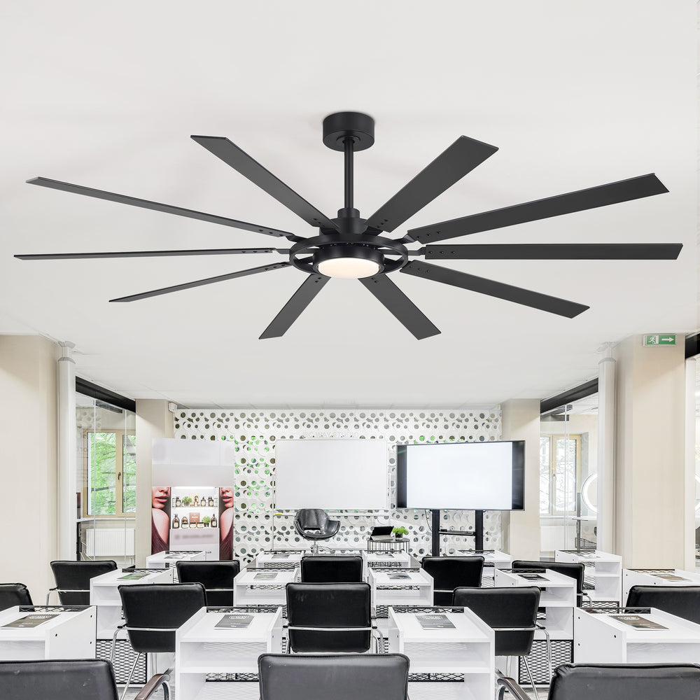 Breezary 72"/80" 10-Blade Silent DC Motor Industrial Ceiling Fan with 3-CCT LED Light (Multi-Size)