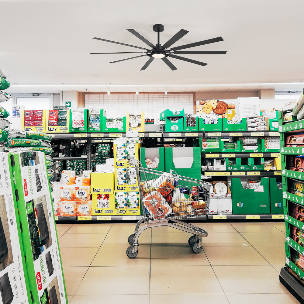 Breezary 72"/80" 10-Blade Silent DC Motor Industrial Ceiling Fan with 3-CCT LED Light (Multi-Size)