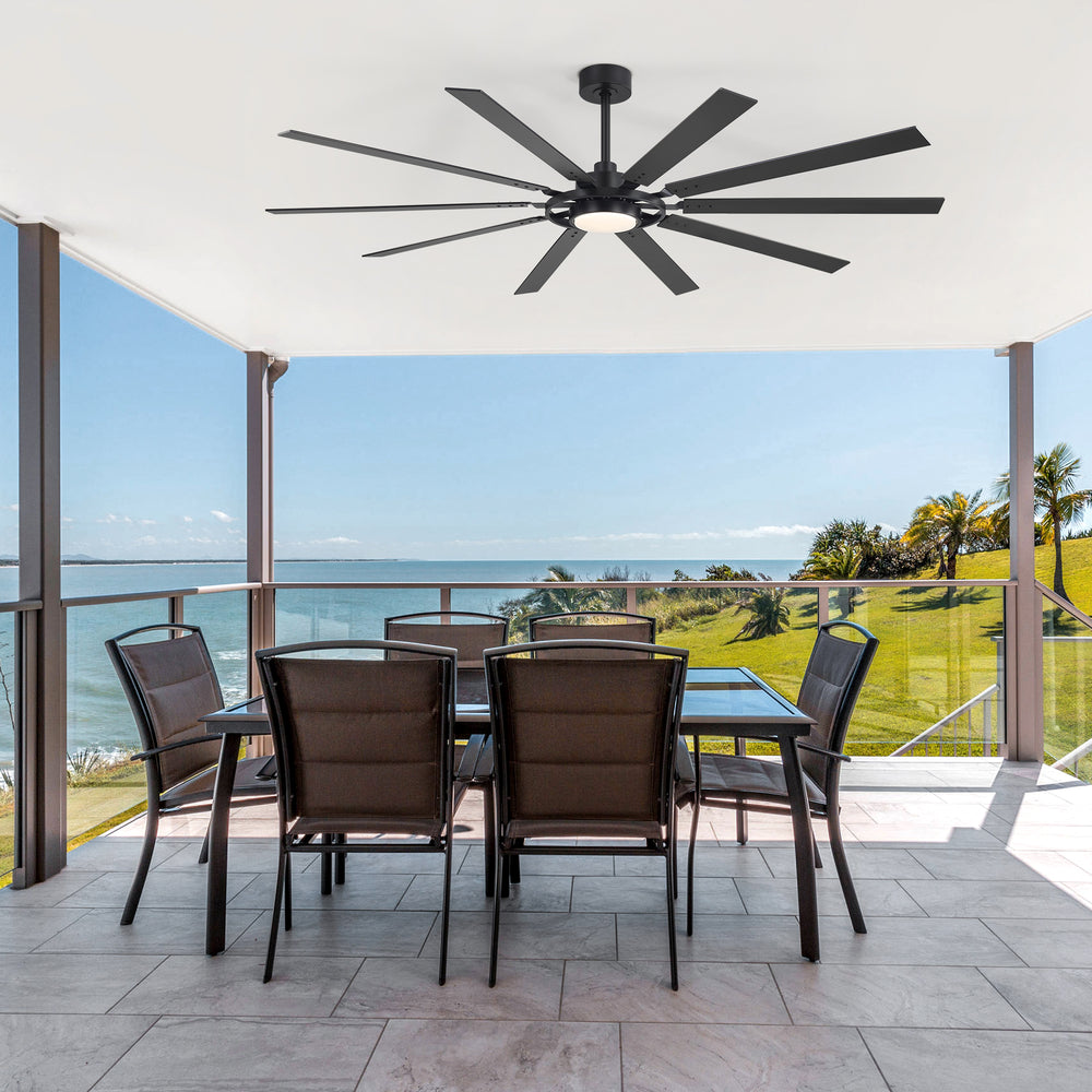 Breezary 72"/80" 10-Blade Silent DC Motor Industrial Ceiling Fan with 3-CCT LED Light (Multi-Size)