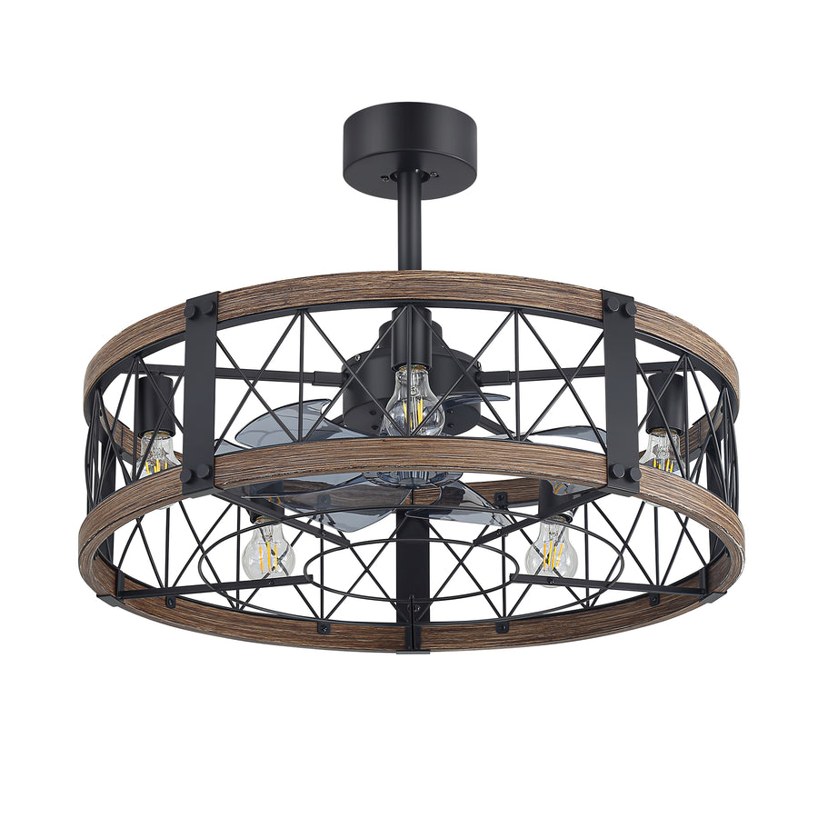 Glenis 28" Small Caged Ceiling Fan With Light & Remote