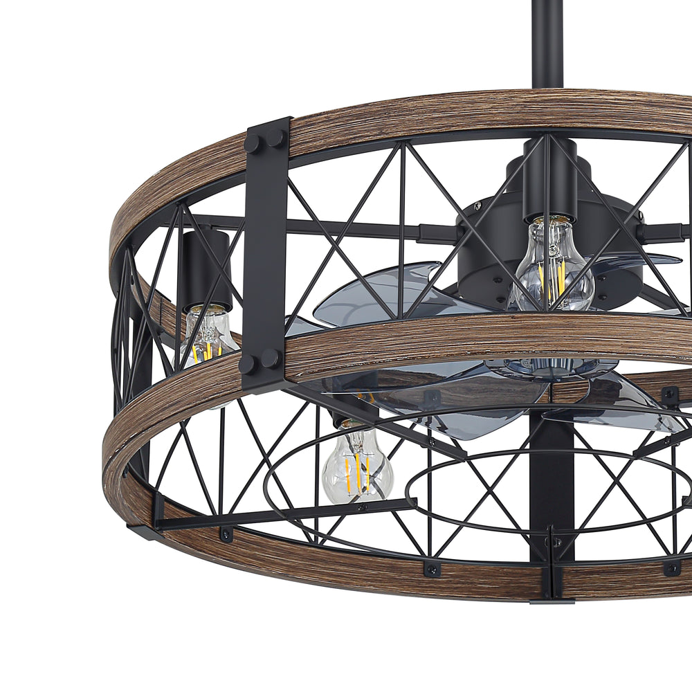 28-Inch Small Caged Ceiling Fan with Light, Quiet DC Motor, 7 ABS Blades, 6-Speed Reversible Remote Control, E26 Bulb Base (5-Light, Bulbs Not Included)