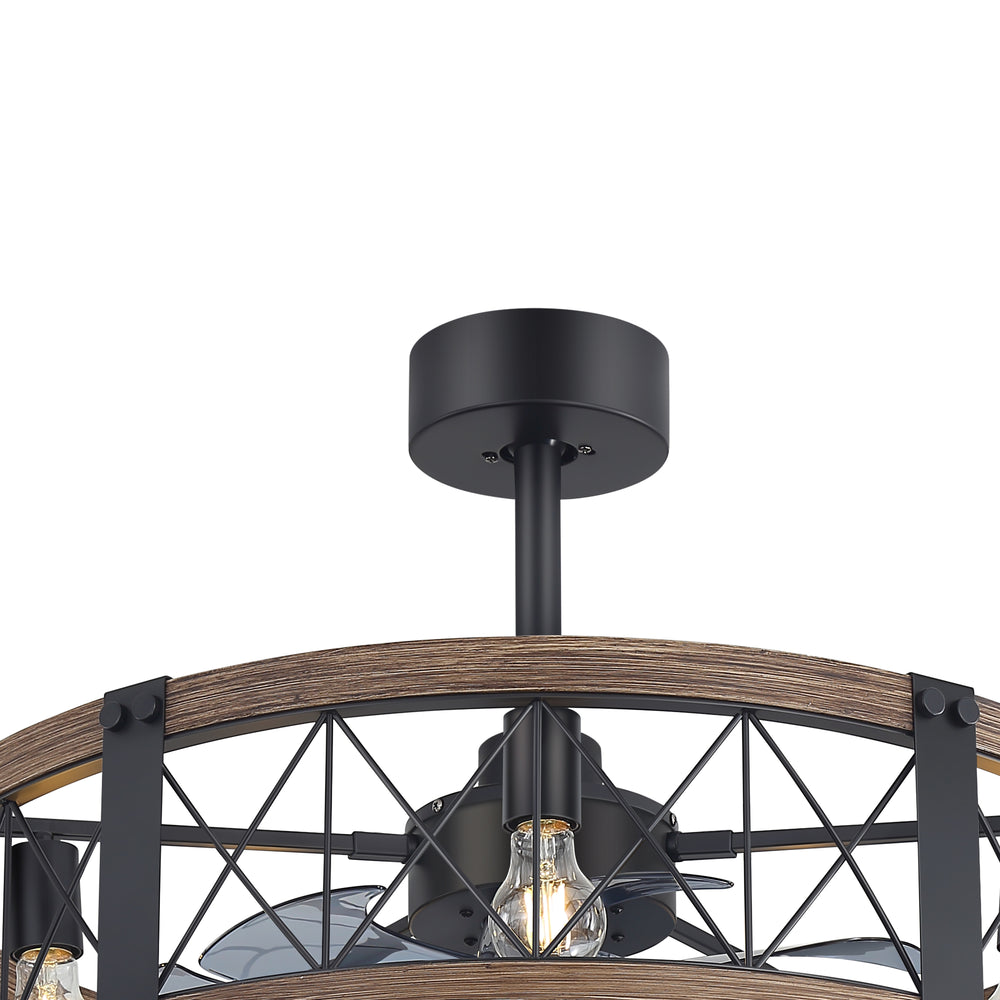 28-Inch Small Caged Ceiling Fan with Light, Quiet DC Motor, 7 ABS Blades, 6-Speed Reversible Remote Control, E26 Bulb Base (5-Light, Bulbs Not Included)