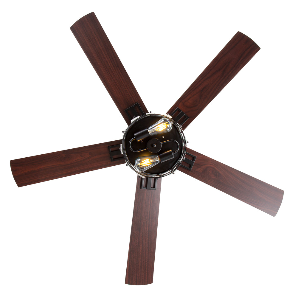 52-Inch Floral Glass Cage Ceiling Fan with Light and Remote – 5 Reversible Dual-Finish Blades, Quiet Energy-Saving DC Motor with 6 Speeds & Reversible Airflow, Includes 5" & 10" Downrods