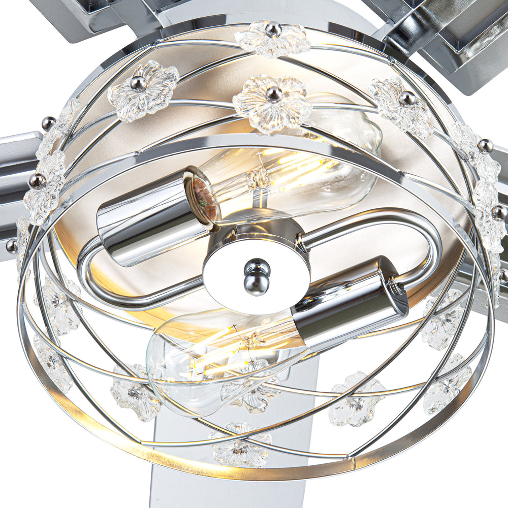 52-Inch Floral Glass Cage Ceiling Fan with Light and Remote – 5 Reversible Dual-Finish Blades, Quiet Energy-Saving DC Motor with 6 Speeds & Reversible Airflow, Includes 5" & 10" Downrods