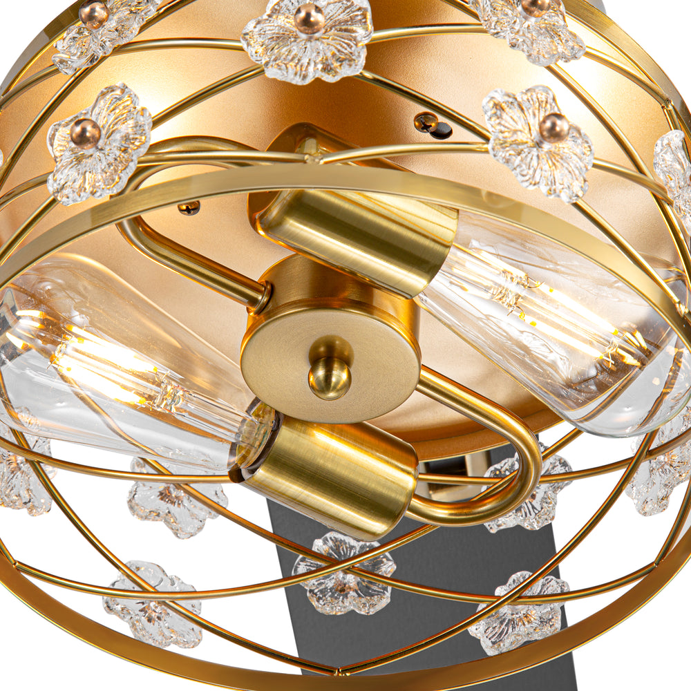 52-Inch Floral Glass Cage Ceiling Fan with Light and Remote – 5 Reversible Dual-Finish Blades, Quiet Energy-Saving DC Motor with 6 Speeds & Reversible Airflow, Includes 5" & 10" Downrods