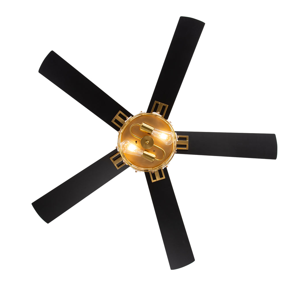 52-Inch Floral Glass Cage Ceiling Fan with Light and Remote – 5 Reversible Dual-Finish Blades, Quiet Energy-Saving DC Motor with 6 Speeds & Reversible Airflow, Includes 5" & 10" Downrods