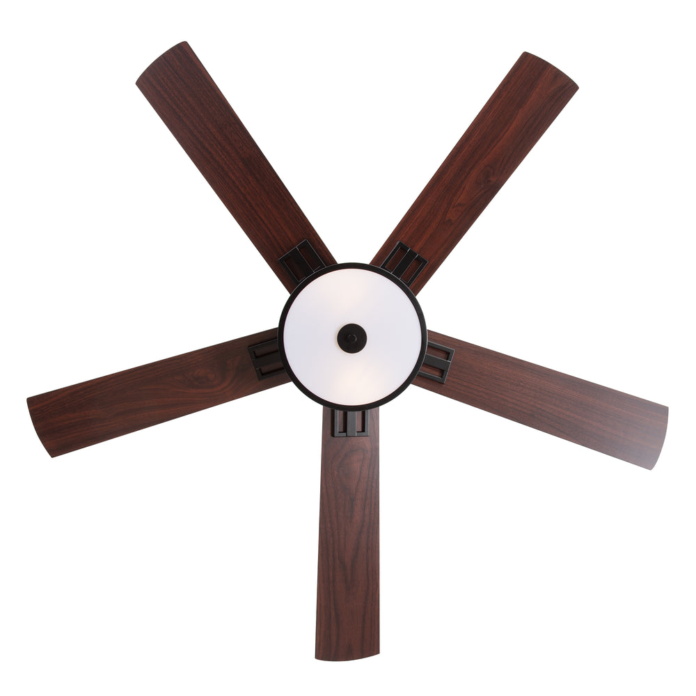 52-Inch Ceiling Fan with Light and Remote,5 Reversible Dual-Finish Blades, Geometric Drum Cage Shade, Quiet Energy-Saving DC Motor, 6 Speeds with Forward/Reverse Airflow, Includes 5" & 10" Downrods