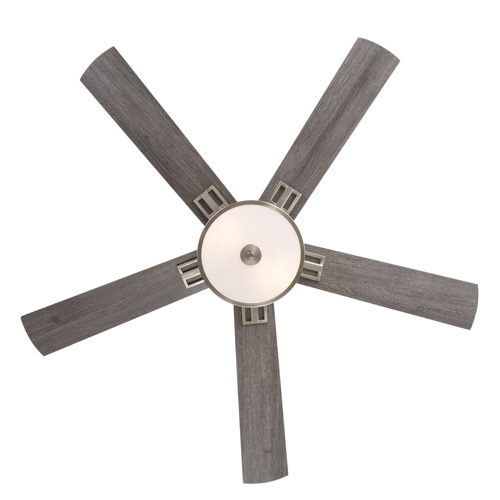 52-Inch Ceiling Fan with Light and Remote,5 Reversible Dual-Finish Blades, Geometric Drum Cage Shade, Quiet Energy-Saving DC Motor, 6 Speeds with Forward/Reverse Airflow, Includes 5" & 10" Downrods